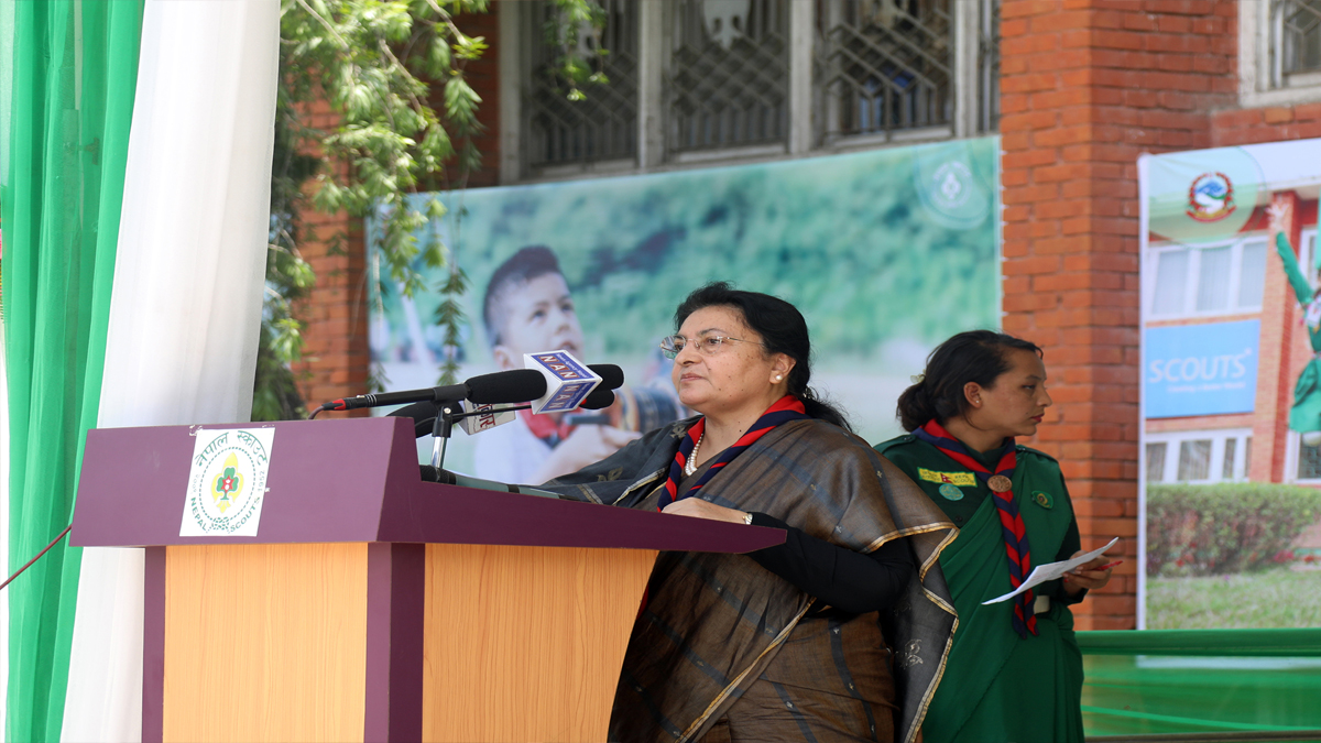 मुलुकलाई अप्ठेरो पर्दा स्काउटले खेलेको भूमिका प्रसंशनीय : पूर्वराष्ट्रपति भण्डारी